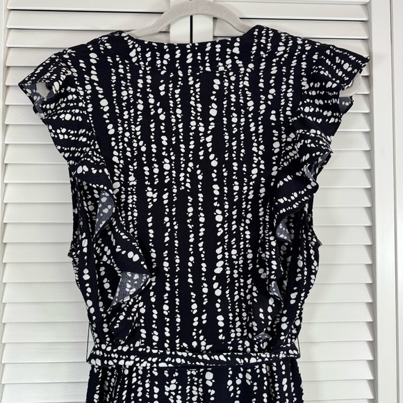 Whistles Savannah Print Wrap Dress Abstract Polka Dots Navy White Costal Size 10 - Picture 5 of 15